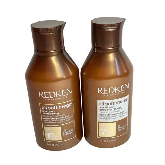 Redken All Soft Mega Shampoo Conditioner Set Plus Aloe pH Balanced 10.1 fl oz - Picture 1 of 6